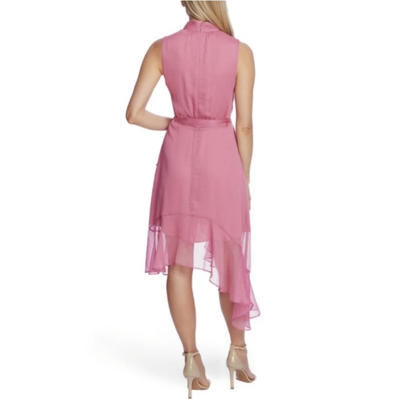 NWT CeCe Sweet Rose Halter Neck Asymmetrical Ruffle Hem Midi Dress 2 - Picture 5 of 16